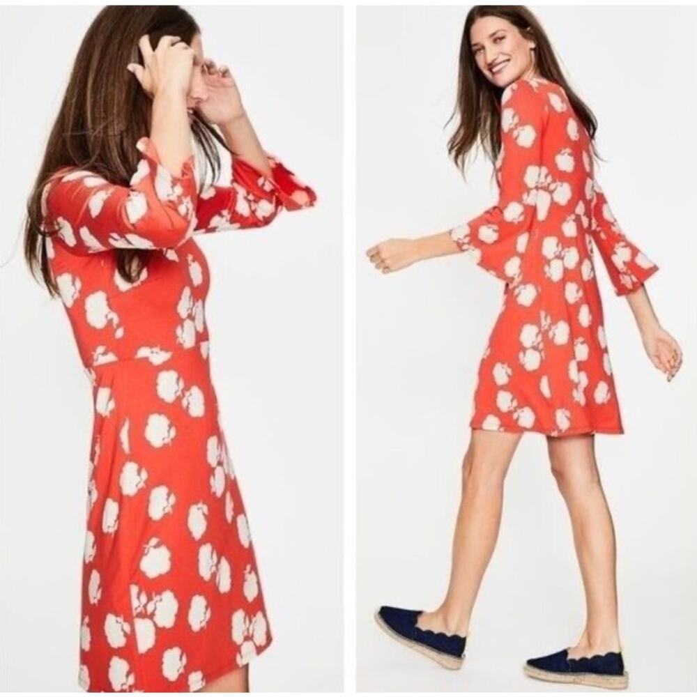 Boden Miriam Orange Print Jersey Dress sz 10 L - Picture 2 of 8
